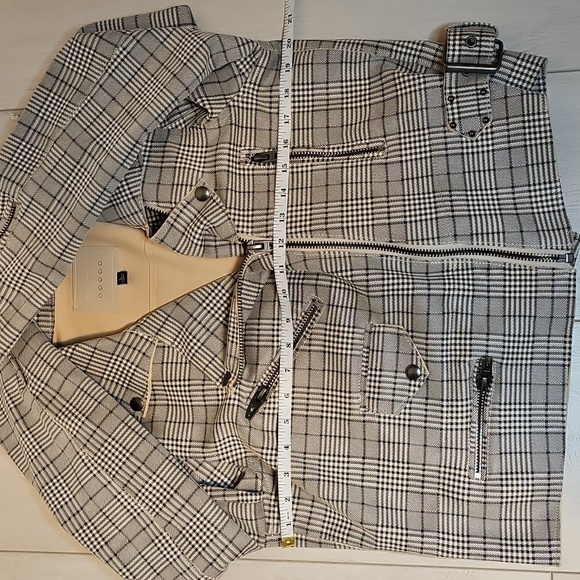 Blank NYC Glen Neutral Plaid Moto Jacket Size Large - Picture 6 of 10